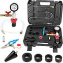 Coolant Vacuum Refill Kit Time-saving Vacuum Coolant Refill Kit Well-sealed Cooling System Vacuum Purge & Refill Kit with Pressure Gauge, 5 Sizes Adapters, Long Coolant Filling Hose for All Vehicles