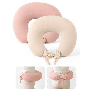 lulumoon Muslin Nursing Pillow Covers - 2-Pack Cotton Slipcovers for Breastfeeding Pillow - Extended Adjustable Strap for Secure Fit & Stable Support - Hidden Zipper Safety for Bottle-Feeding (SkinpinkCream)