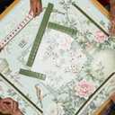 WHCHJ Light Green Chinoiserie Floral Bird Mahjong Mat 21.5 x 21.5 in
