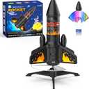 Rocket Launcher for Kids, 200 ft Self Launching Motorized Rocket Toy with LED and Safety Parachute Land, Outdoor Toys Cool Birthday for Boys Ages 8-12 (Orange), Medium-sized rocket