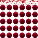 Menkxi 30 Pcs Christmas Velvet Balls 1.97 Flocked Christmas Hanging Ornaments Handmade Velvet Balls Xmas Tree Ornaments Xmas Tree Bulbs for Wedding Anniversary Party (Red)