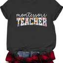Teacher Shirts for Women Teacher Gifts Short Sleeve Shirts Graphic Tees Summer Tops 2025 (L)