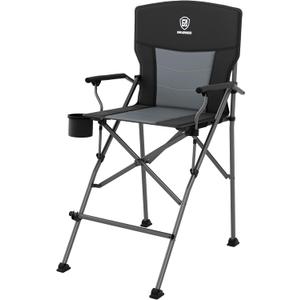 EVER ADVANCED Tall Camping Directors Chair with Cup Holder 31", Bar Height Folding Chair for Camping, Sports with Carry Bag, Mesh Pockets and Footrest, Heavy Duty 300 lbs, Black