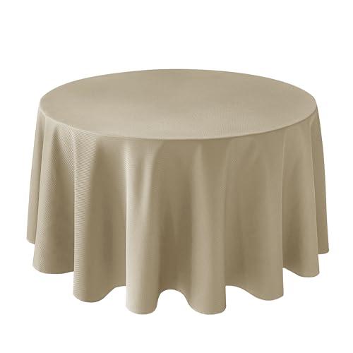 Biscaynebay Textured Fabric Round Tablecloths 90" for Round Tables diameters from 30" to 78", Natural Water Resistant Folding Table Covers Washable for Dining, Kitchen, Wedding, Parties etc
