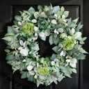 24 Inch Winter Wreath for Front Door, Out Door Eucalyptus Greenery Wreath with Berries, Outdoor Green Eucalyptus Decor for Farmhouse Home