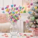 Suncalla 6 Pack Easter Tree Decorations Pastel Spring Decoration Easter Picks and Sprays Colorful Glitter Foam Hearts Picks for Vase Decor DIY Wedding Bouquet Flower Arrangement Home Centerpiece