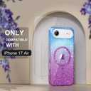 Choiche Magnetic for iPhone 17 Air Case Women Phone Case, Compatible with Mag-Safe, Cute Bling Sparkly, Military Grade Protection, with Diamond Camera Lens Covers, 6.5-inch, Glitter Blue/Purple