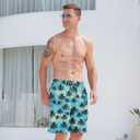 Mens Swim Trunks Quick Dry Board Shorts with Mesh Lining, Breathable Fit Print Beach Shorts Swimwear Bathing Suits (Blue)