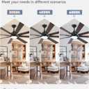 ZMISHIBO 72 inch Large Ceiling Fans with Lights and Remote, Indoor/Outdoor Black Modern Ceiling Fan for Kitchen Living Room Patio, 6 Speed Reversible Quiet DC Motor, 3 CCT, Dual Finish 8 Blades