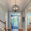 Black and Gold Chandelier for Entryway Large Sphere Orb Foyer Chandelier, 25.6 inch