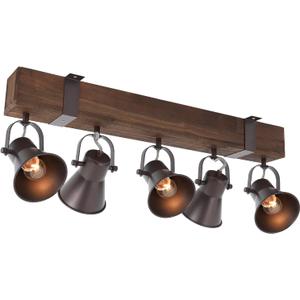 5 Light Semi Flush Mount Ceiling Light, Farmhouse Wooden Track Lighting Fixtures Ceiling, Rustic Kitchen Lights Ceiling with Adjustable Heads for Kitchen Island Dining Room Living Room