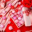 2 x 24 Pcs Valentines Day Balls Ornaments for Tree 30 mm Hanging Glitter Rustic Ball Ornaments for Valentine's Party Decor (Pink, White, Romantic Style)