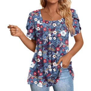 Anymiss Womens Spring Tunic Tops 2026 Summer Dressy Casual Blouses Square Neck Short Sleeve T Shirts Large