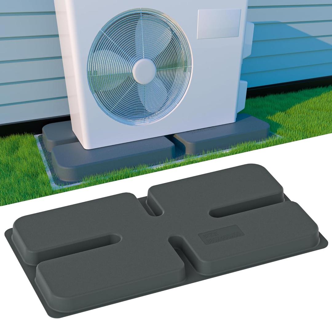 Mini Split Pad for Condenser: Ground Base for Air Conditioner Outdoor Condenser Units, Plastic Equipment Pad for Ductless Minisplit Heat Pump Systems HAVC, Gray, 34.6" x 18.1" x 2"