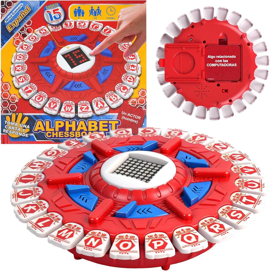 Word Game for Kids & Adults with 2 Modes,144 Topic Categories 36 Cards Pressing Games,Fun Fast-Paced Stop Game,LCD Display Timer Family Board Games for Christmas & Birthday Gifts (Red)