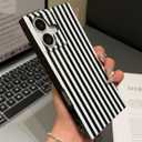 Magnetic for iPhone 16 Cute Striped Phone Case, Black White