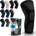 POWERLIX Knee Compression Sleeve - Best Knee Brace for Men & Women Knee Support for Running, Basketball, Weightlifting, Gym, Workout, Sports, (Black, Large) (Black, L)