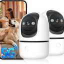 Security Cameras Indoor, 2K 5G&2.4Ghz WiFi Camera for Security Home with 911 Monitor Alert, 360 PTZ Baby/Pet/Dog Camera AI Search Motion Detection, Color Night Vision, Speaker, US Cloud Storage, 2Pack (White)