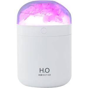 Creative Humidifier with Eternal Flower,500ML Portable Diffuser with 7 Color Atmosphere Light,Auto Shut-Off,Quiet for Bedroom,Plants,Baby Nursery,Indoor,Grow Tent,Office Yoga Spa White
