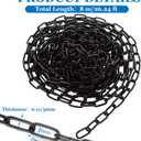WOPPLXY 26.24 ft Length Black Chain Link, 1/8 Inch Carbon Steel Chain, Heavy Duty Coil Chain, Metal Porch Swing Chains for Home Outdoor Fence Gate, Garage Doors, Swing Chain, Bicycle Security Lock