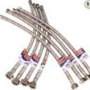 WHK 8 Packs 16 inch Faucet Hose Connector 3/8" Comp x 1/2" FIP Water Faucet Supply Lines,Stainless Steel Braided Plumbing Supply Line For Bathroom Kitchen(Certified Safe)