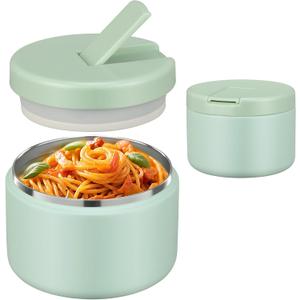 Pawtong 12oz Insulated Vacuum Food Jar with Buckle Lid Wide Mouth Soup Thermo for Hot Food Kids Leakproof Stainless Steel Lunch Container (Mint, 12OZ)