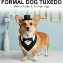 FunMular 3Pcs Formal Dog Tuxedo Accessories Set Adjustable Wedding Collar Bandana with Bow Tie Pet Top Hat for Large X-Large Dogs New Years Wedding Birthday Party