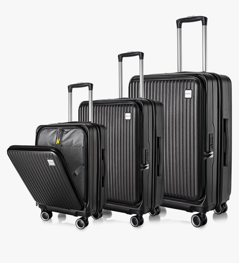 Luggage Sets 1 Piece, ABS Lightweight 20in/24in/28in Luggage, Expandable Carry On Suitcase Set with TSA Lock & Double Wheels, Front Open Hardshell Luggage Sets (Black) Only One