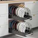 Pull Out Pots and Pans Organizer Under Cabinet, 2 Pack Pots and Pans Organizerwith 9 Dividers, Sliding Lid Holder and Pan Rack Slide Out inside Cabinet Storage for Pot Lid, Bakeware, Dishes, Black (20.5in Depth)
