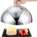 Stainless Steel Food Dome Cover, 10 inch Cloche Serving Dish Food Cover Round Basting Cover Cheese Melting Lid, Dessert Dish Dome for Hotel Restaurant Buffet Party Kitchen Cooking Barbecue (10 inch)