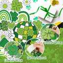 141Pcs St. Patricks Day Bulletin Board Classroom Decoration Retro Hippie Rainbow Flower Cutouts Shamrock Clover Name Tags Green Border Trim School Chalkboard Supplies Wall Door Decor