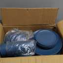 Wrova 40Pack plates and bowls sets for kids - Unbreakable wheat straw dinnerware sets service for 8 - Alternative plastic 40pcs dishes for kitchen, camping and indoors dinning - (Blue)