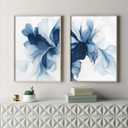 2Pcs Unframed Navy Blue Abstract Wall Art Modern Minimalist Floral Poster Prints Grace Flower Wall Decor Pictures for Living Room Bedroom Office Decorations