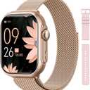 Smart Watch for Women for iPhone&Android: 100 Day+Battery Life, Smart watch(Answer/Make Calls) with 24/7 SpO2 Sleep Heart Rate Monitor,5ATM Waterproof,Fitness Tracker with 120+ Sport,Reloj Gold Pink