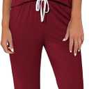 Ekouaer Womens Pajamas Set 2 Piece Lounge Pj Set Short Sleeve Sleepwear Tops with Joggers Pants Loungewear Print Nightwear, Medium