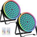 RGB Stage Par Can Light with Light Strip-90W LED Stage Lighting with Remote,DMX512 Sound Activated & Auto Strobe Jump Modes Uplights for Bands Events Church Wedding DJ Party & Stage Show (2)