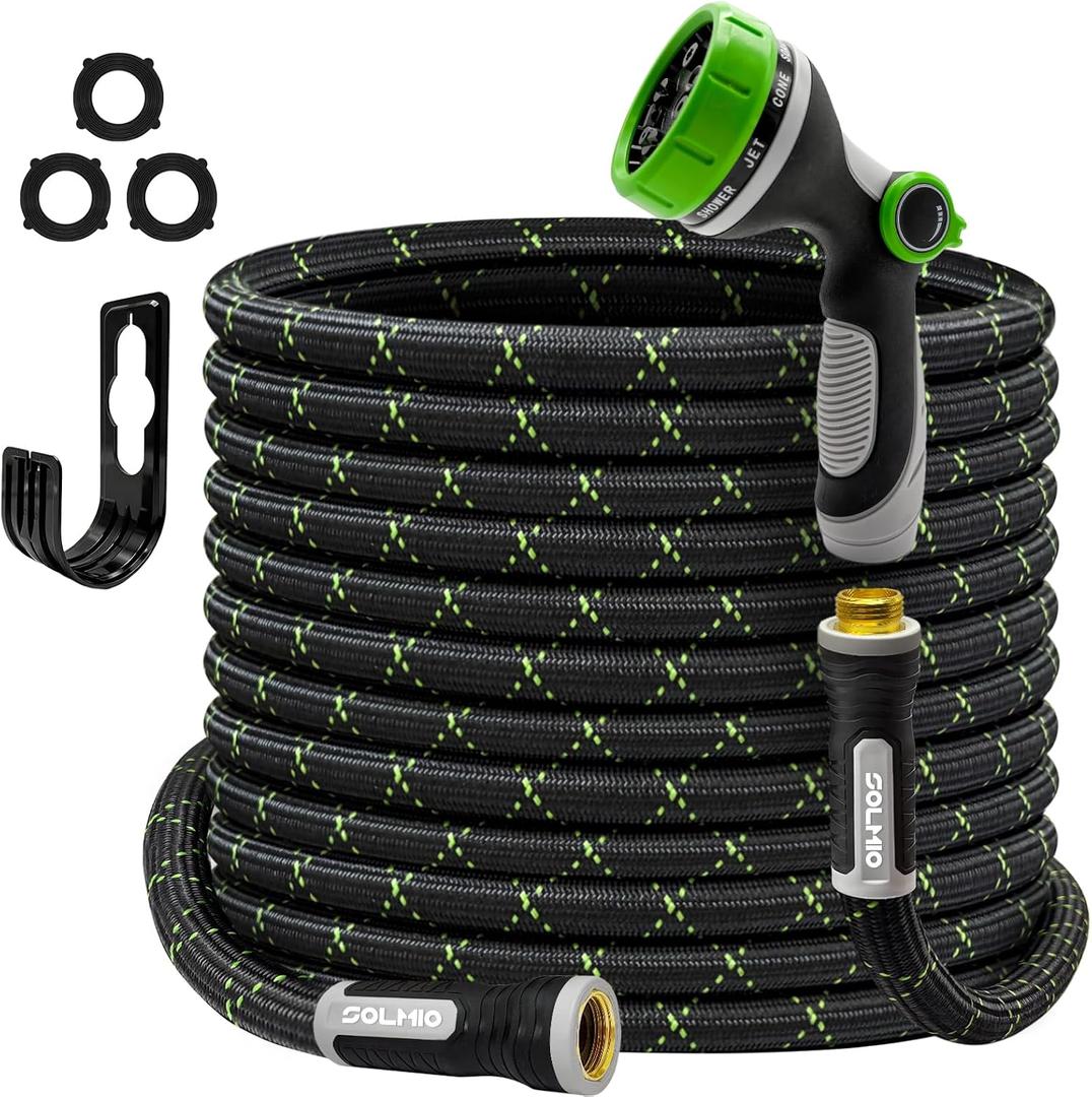 Garden Hose 50FT, Flexible Lightweight Non-Expandable Water Hose with 10 Function Nozzle,No-Kink, Leak-Proof, Burst-Resistant, High-Pressure for Yard, Outdoor