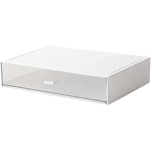 Desk Organizer with Drawers Stackable Storage Drawers, Plastic Compact Desk Storage Box Great for Office School Home Small Space- 1drawers (White)