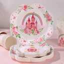 175PCS Pink Princess Birthday Party Decorations, Pink Four Ever a Princess Plates and Napkins Party Supplies, Scalloped Castle Paper Plates Disposable for Baby Shower Girl Birthday Party Decorations