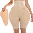 Hip Pads for Women Shapewear Butt Lifter Shaper with Butt Pads Hip Padded Shapewear Enhancer to Make Butt Bigger (X-Large, Beige (High Waist With Hooks))