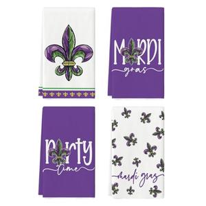 Artoid Mode Iris Perty Cary Mardi Gras Kitchen Towels Dish Towels, 18x26 Inch Farmhouse Decoration Cleaning Set of 4