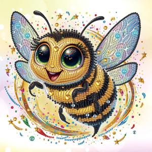 MVVMTOP Diamond Art Painting Kit, DIY Bee 5D Special Shape Crystal Diamond Partial Diamond Art Painting Mosaic Making Craft, Suitable for Home Wall Decor Art Gift