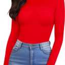 MANGOPOP Tank Top Body Suits Women Sexy Crew Neck Racerback Halter Ribbed Sleeveless Bodysuit for Women (Red, XXL)