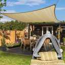 ColourTree Heavy Duty 16' x 20' Beige Sun Shade Rectangle Pro Ring Shade Sail, 260 GSM Commercial Grade UPF50 Sunshade, Reinforced Corners & Edges 
