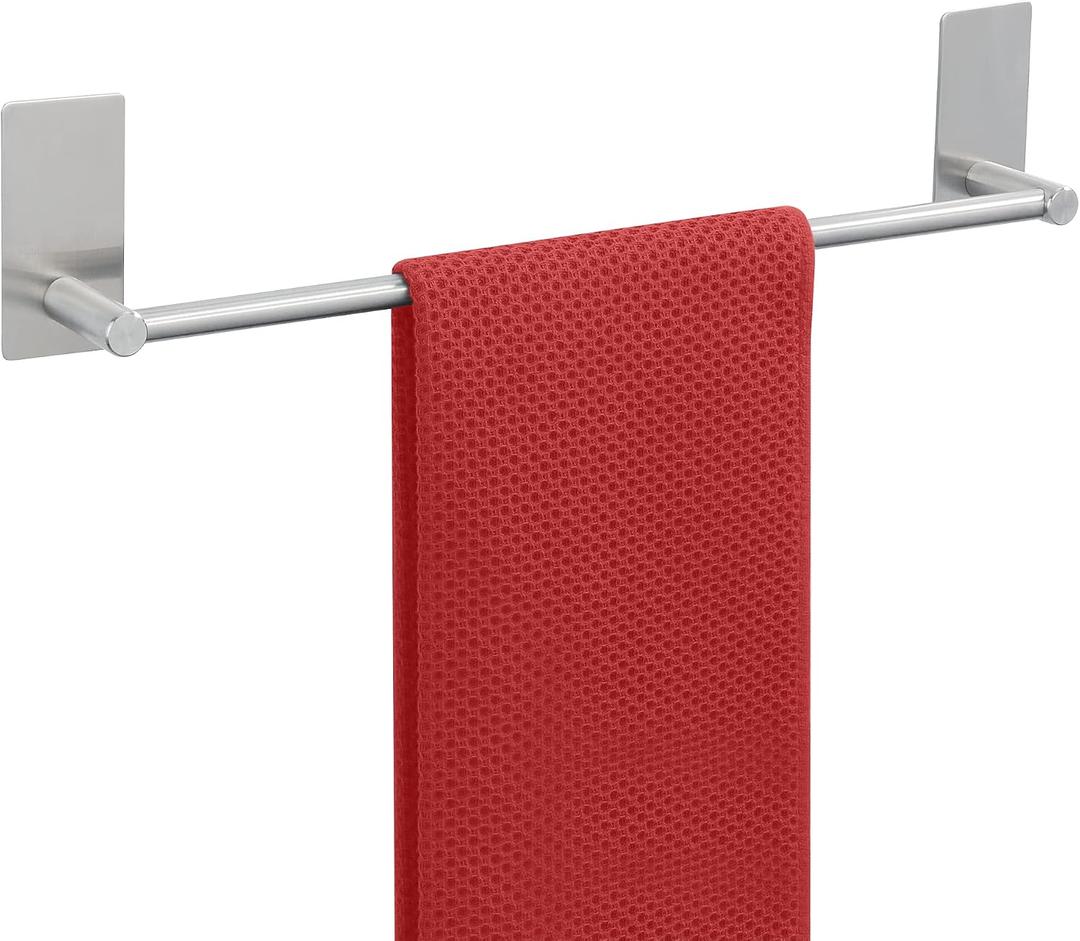 Alise Adhesive Towel Bar, 16 Inch Towel Racks for Bathroom SUS 304 Stainless Steel,Bathroom Towel Holder No Drill, Strong Self Adhesive Towel Bar, Brushed Nickel