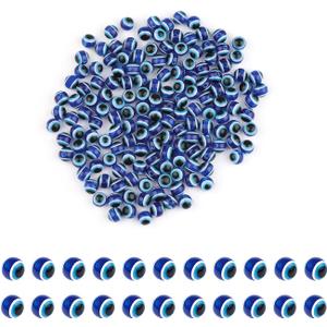 Savita 200pcs Blue Evil Eye Beads Eyeball Spacer Beads Handmade Resin Beads Charms for DIY Bracelets Necklace Jewelry Making (6mm/0.23inch)