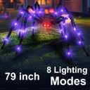 8 Modes 6.6 FT Halloween Giant Spider,Light up Spider with 36 Purple Lights,Light up Halloween Decorations Outside,for Yard Haunted House Window Party Porch Indoor Outside Decor (1PACK)