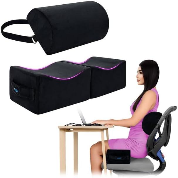 AOSSA BBL Pillow After Surgery, Brazilian Butt Lift Booty + Back Support Cushion, Foam Butt Pillows for Sitting Driving, Travel Lifting Seat Cushion, Post Surgery Wedge Pillow, BBL Recovery Kit (Black)