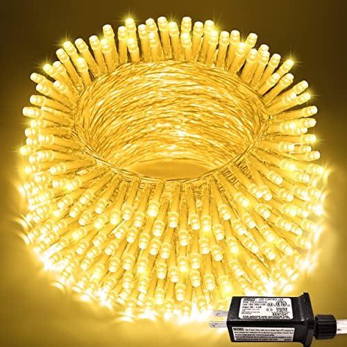 JMEXSUSS 200 LED Christmas Lights Indoor Outdoor, Connectable Warm White Christmas Tree Lights Clear Wire, 66 Ft Twinkle Fairy String Light Plug in for Bedroom Wedding Xmas Tree Decorations
