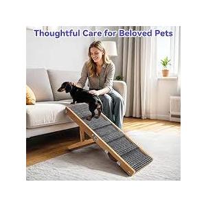 Dog Ramp for Couch, Foldable Small Dog Ramp for Low Bed, 4 Adjustable Height from 9‘‘ to 17.7“, Portable Stable Pet Steps with NonSlip Pad, Pet Ramps Use for Sofa Couch Stairs